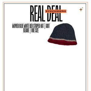 Women Blue White Red Striped Hat